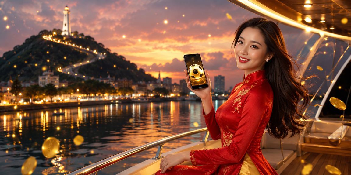 Phụ nữ mặc áo dài tại Vũng Tàu theo dõi kèo bóng đá và kiểm tra giao dịch trên điện thoại